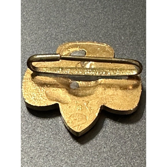 Vintage Girl Scout Trefoil Lapel Pin Gold Eagle Four Stars Brownies America - Picture 2 of 3